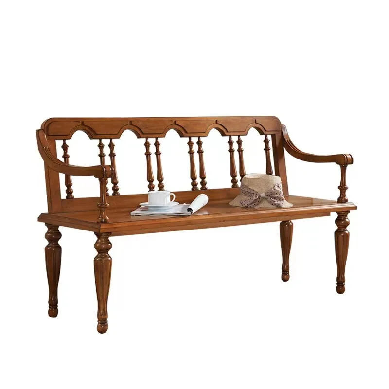 LLMM American solid wood double sofa chair living room simple leisure chair balcony light luxury