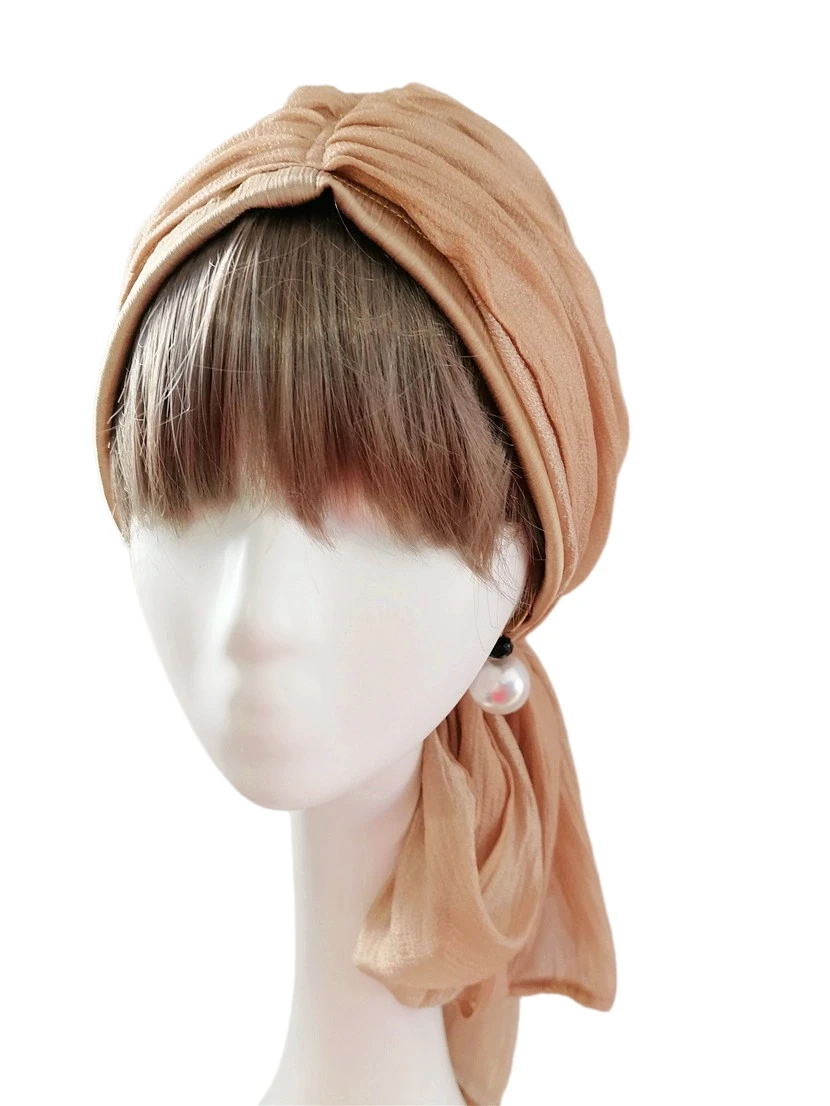 Chiffon Turban Hijabs Womens Hats Girls Bonnet Bohemia Caps Vintage Headpiece Medieval Maid Hat Beanie