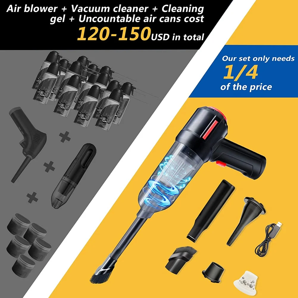 Compressed Air Duster Rechargeable Mini Vacuum Cleaner , 6000 PA, Dust Off for Computer, Keyboard ,Laptop, Car Cleaner