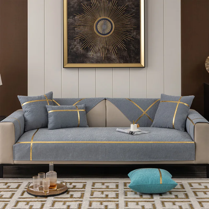 Simplized Solid Chenille Sofa Cover for Living Room Non-Slip Sofa Cushion Cover Four Seasons Universal Couch Protector Covers