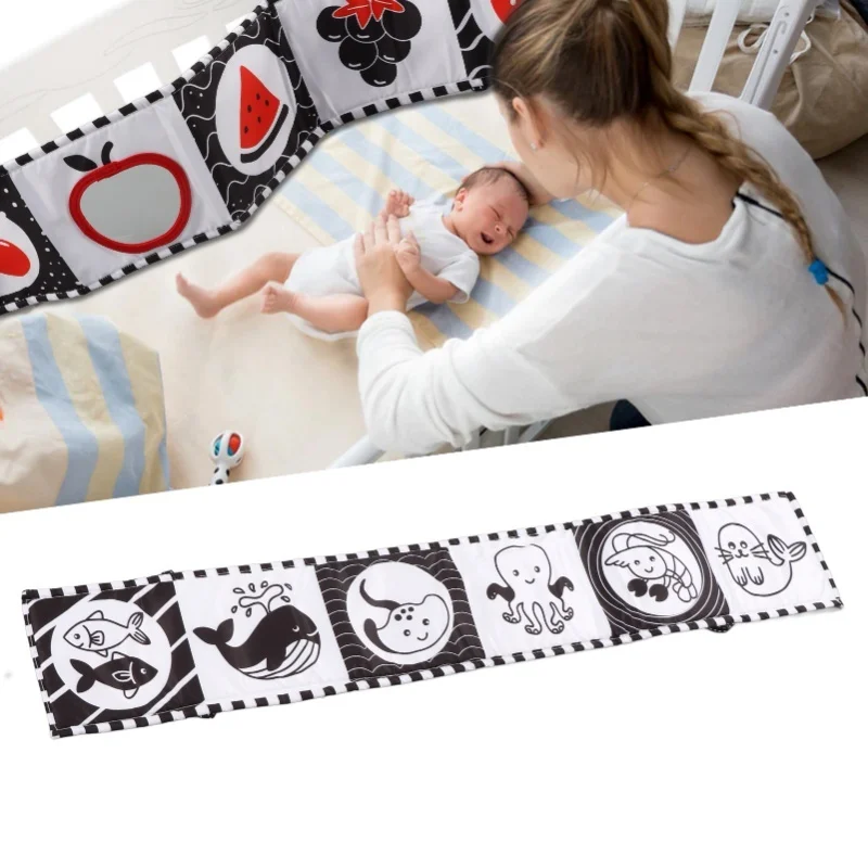 كتاب ناعم عالي التباين باللونين الأبيض والأسود، كتاب قماشي محمول للأطفال، لعبة تعليمية مبكرة، هدية عيد ميلاد، حشرة #6