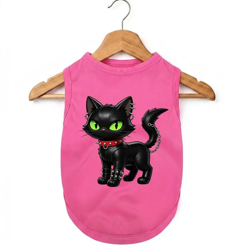 Dog Cooling Vest Punk Style Cat Graphic Quick Dry Pet Summer Clothes Small Dog Cat Casual T-Shirt