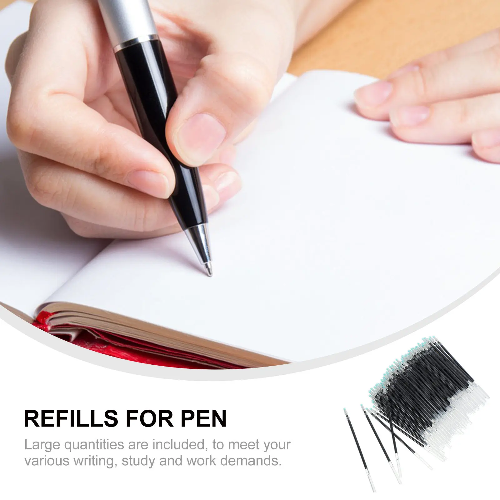

100Pcs Neutral Pen Refills Smooth Flow Liquid Ink Replacement Refills for Pens Long-Lasting Office Study Writing Supplies