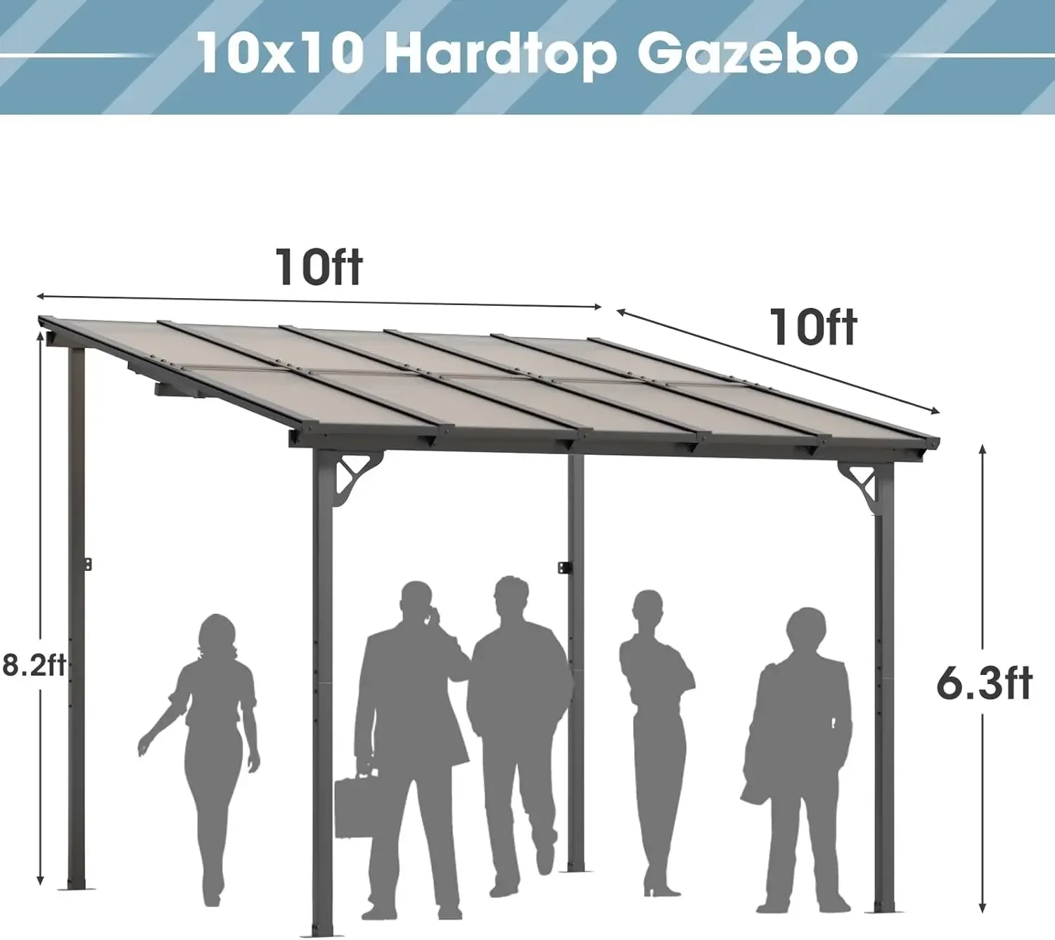 10’x 10’ Gazebo, Elegantly Mounted on The Wall, Presents a Captivating Pergola on Clearance for Your Outdoor Patio