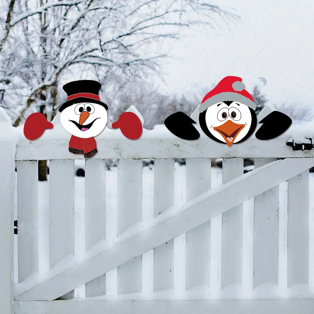 Christmas Fence Peeker Decoration Santa Snowman Dwarf Christmas Decoration Diy Chrisrmas Garden Yard Outdoor Art Sign Decoration