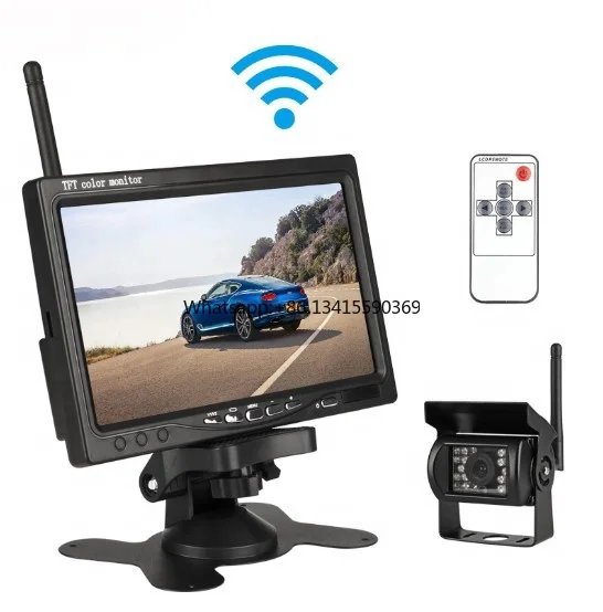 

7 Inch Wireless Rear View Camera System Waterproof Night Vision Backup Camera HD Monitor with Remote Control for Large Vehicles