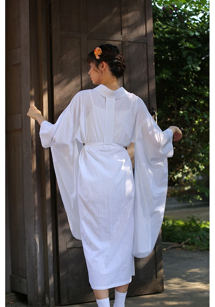 Women's Japanese Kimono Hadajuban Underwear Set White Cotton Inner Lining with Eri Shin Collar Stiffener Undershirt for Yukata