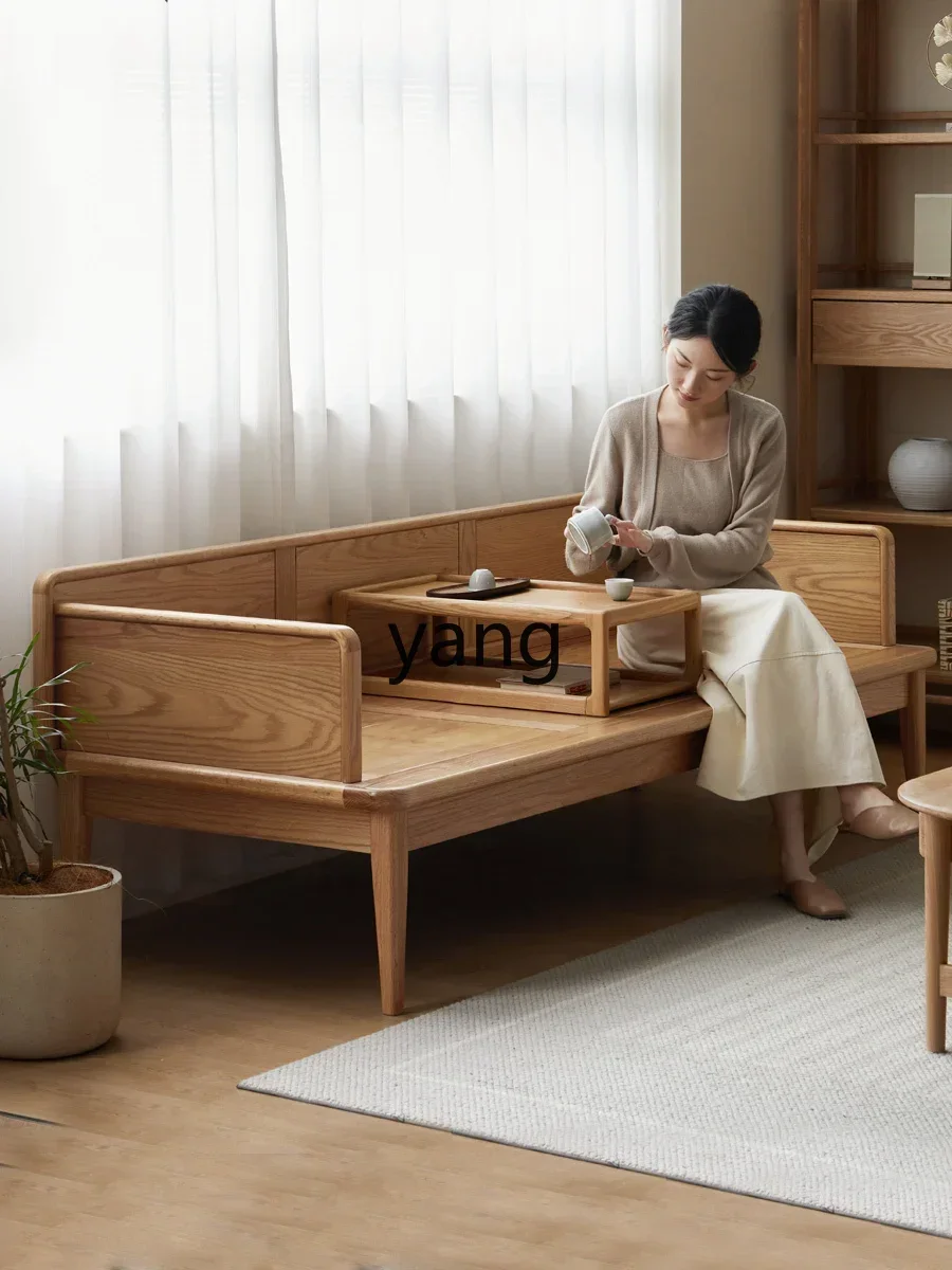 LTT solid wood sofa new Chinese dual-purpose Arhat bed simple small apartment living room household oak sofa bed