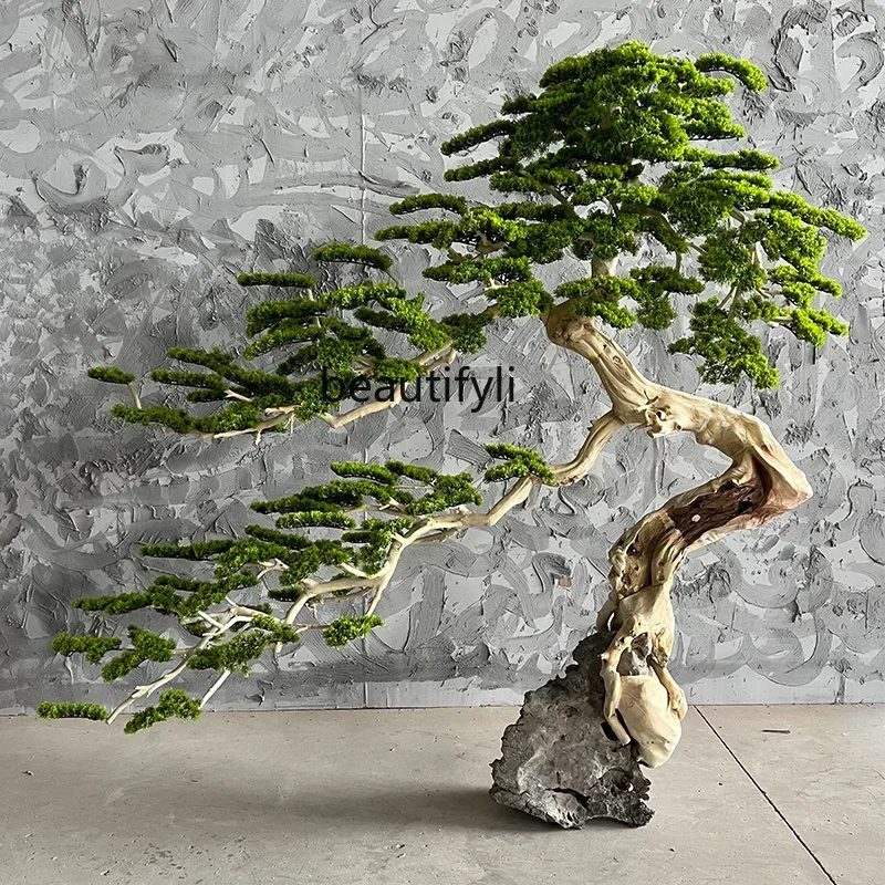 X Welcome Pine Imitative Tree Large Fake Trees Chinese Indoor Landscape Arborvitae Pine Green Plant Entrance Window