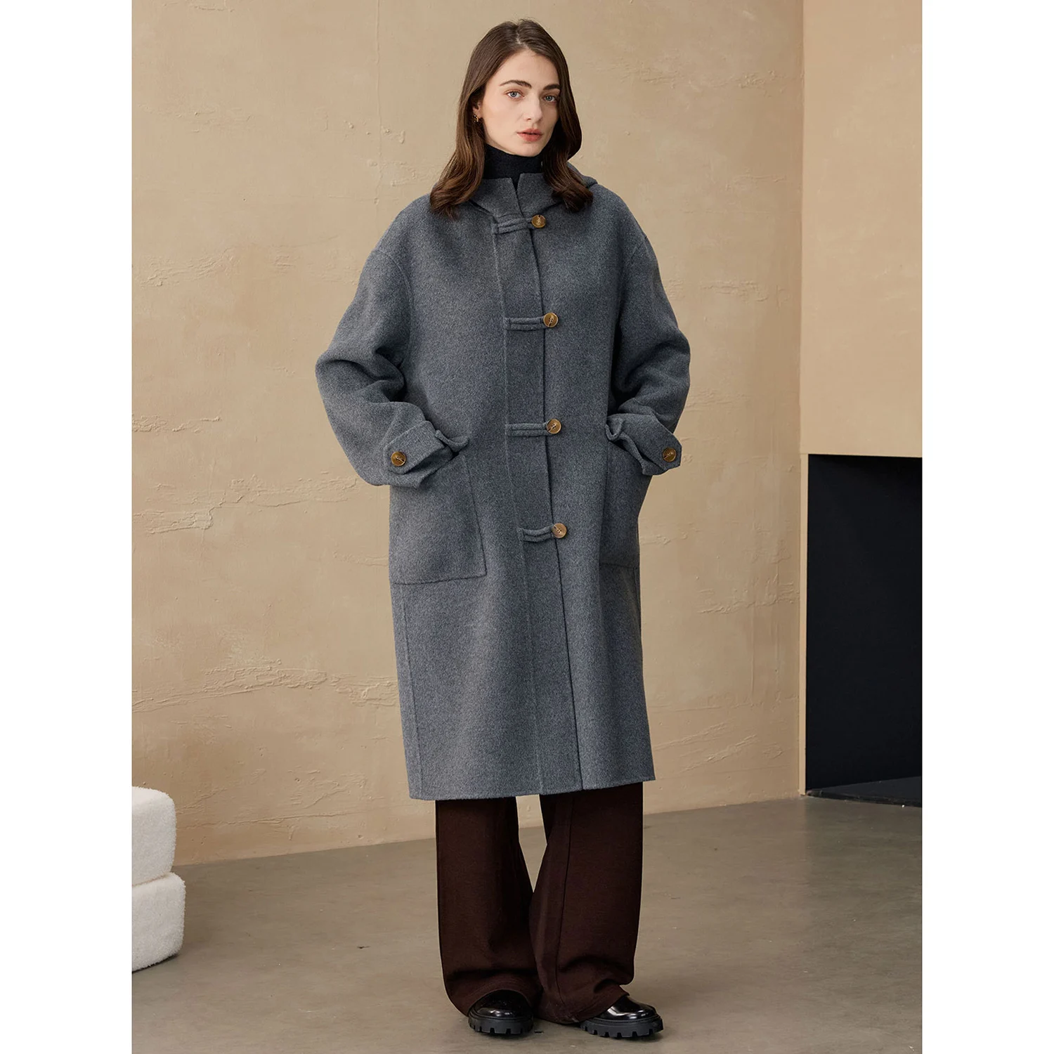 Allingentle Women's Blazer Woolen Fashion Long Jacket Street Coat Suit Blazer for Daily Outfits Customize