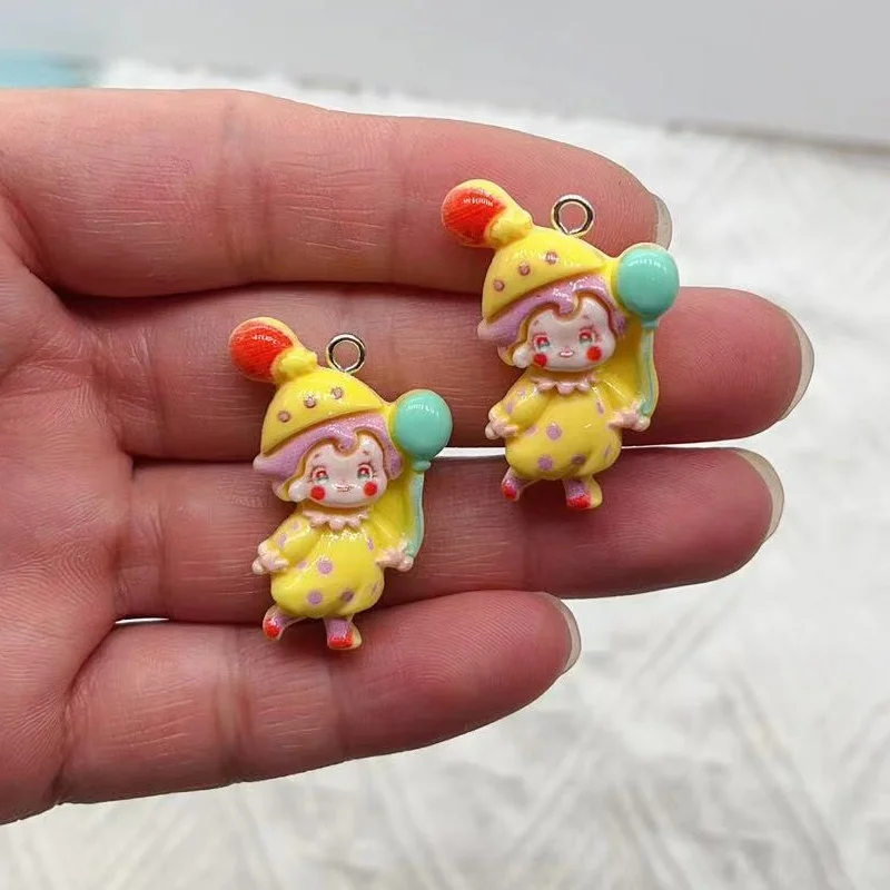 10Pcs Cartoon Resin Cute Balloon Girl Style Earrings Pendant Scrapbook Craft Diy Miniature Decorations