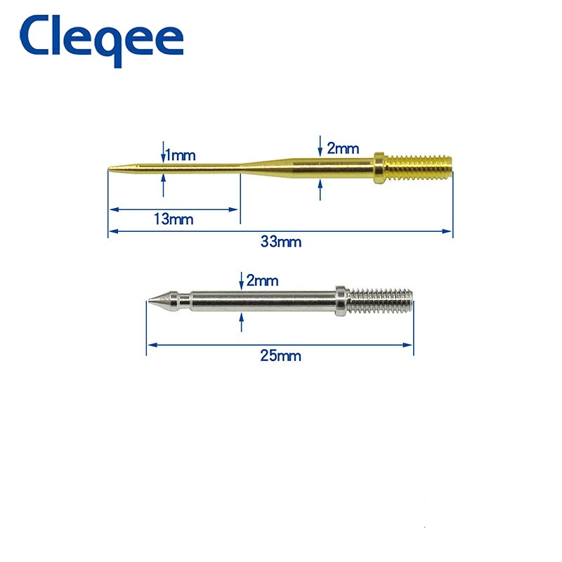 Cleqee P8003.1 8pcs Sostituibile Ago di Test Kit 1 millimetri Dorato Sharp & 2 millimetri Standard Adatto per il Tester Sonda