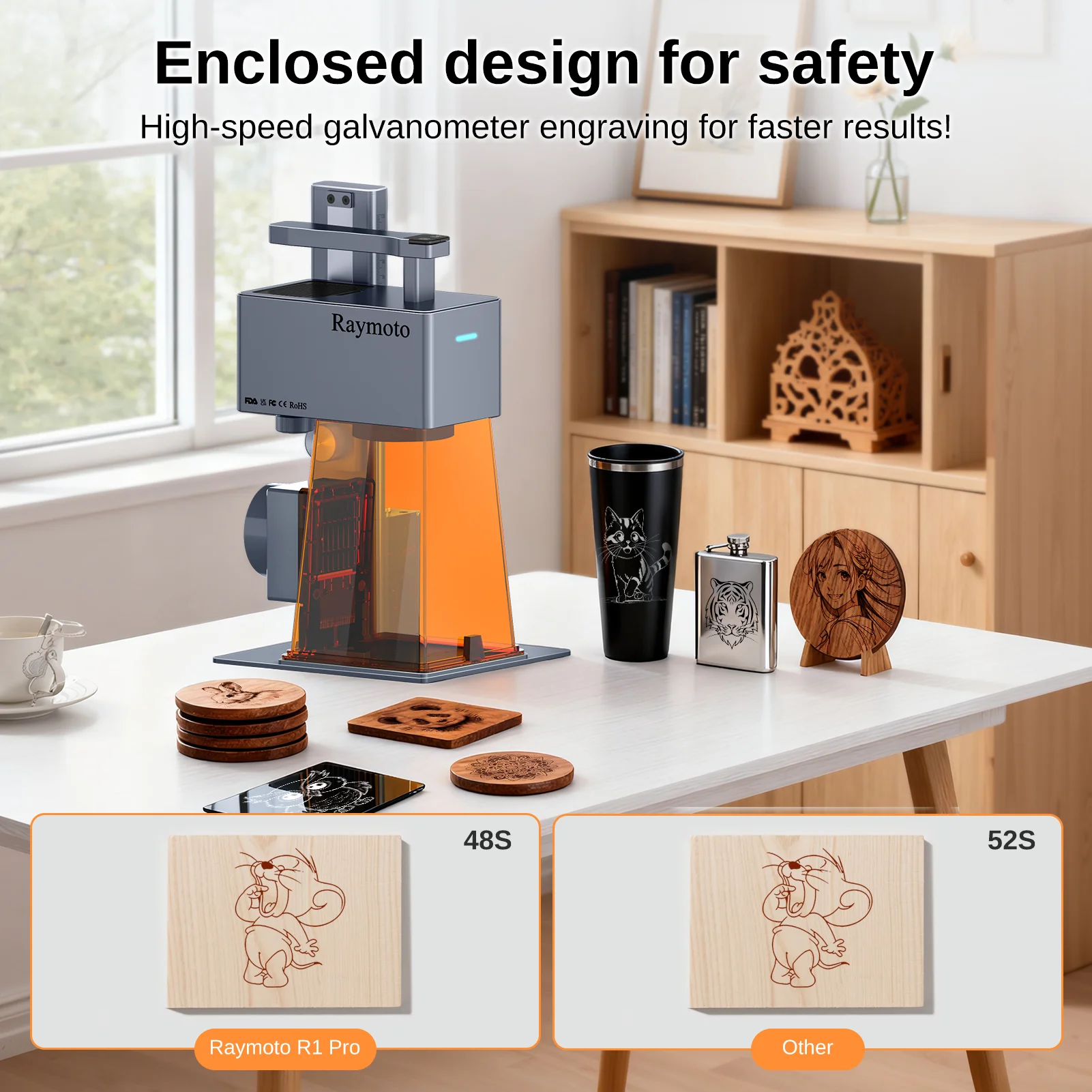 Raymoto R1 PRO 20W Portable Laser Engraver  Compact DIY Easy to Use Fast Engraving Speed Laser Engraving Machine