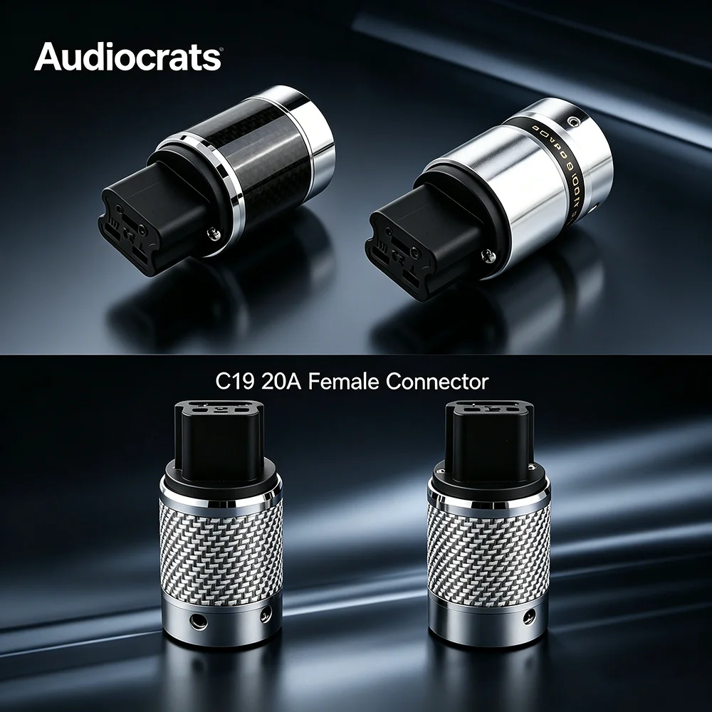 Audiocrast Hi-End Gold-Rhodium-beschichteter C19 20A IEC-Buchsenanschluss für HIFI-Stromkabel-Upgrade