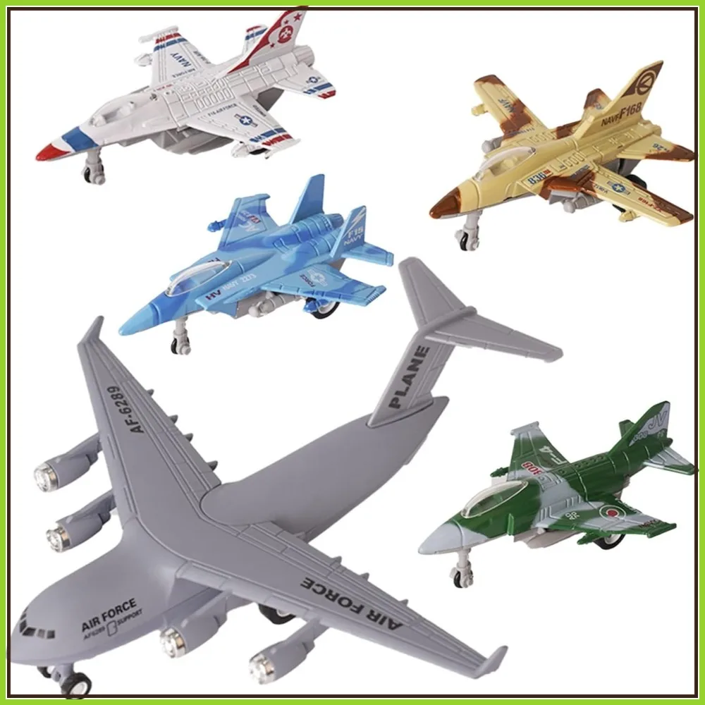 

5 Pack Army Airplane Toys Set Military Fighter Jet Die Cast Metal Pull Back Aircraft Gift for Boys Girls 3+