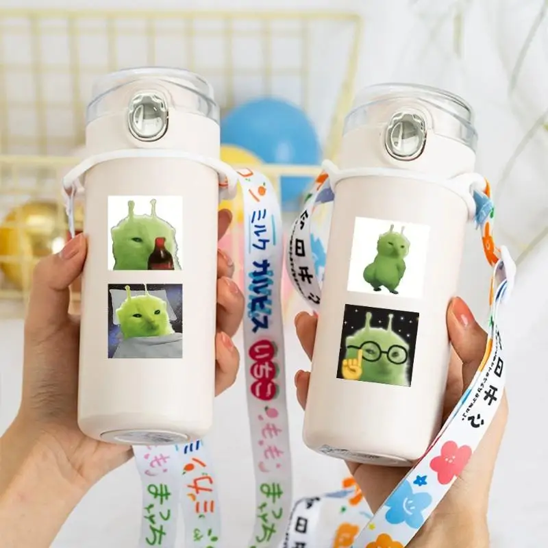 

New 500Pcs Funny Alien Cat Stickers, Quirky Extraterrestrial Kitten Decals For DIY, Journal & Gift Embellishment