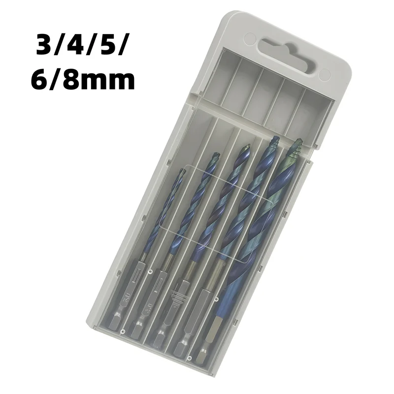 Multipurpose HSS Drill Bit Set 6‑Piece, Anti‑Slip Hex Shank Clean Cutting Bits for Ceramic Metal Wood DIY Electric Drill Tools
