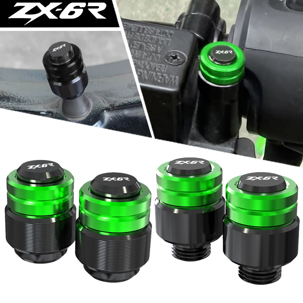 

FOR KAWASAKI ZX6R ZX-6R ZX 6R 2000 2001 2002-2023 Motorcycle Rearview Mirror Plug Hole Screw Cap & Tire Valve Stem Caps Cover