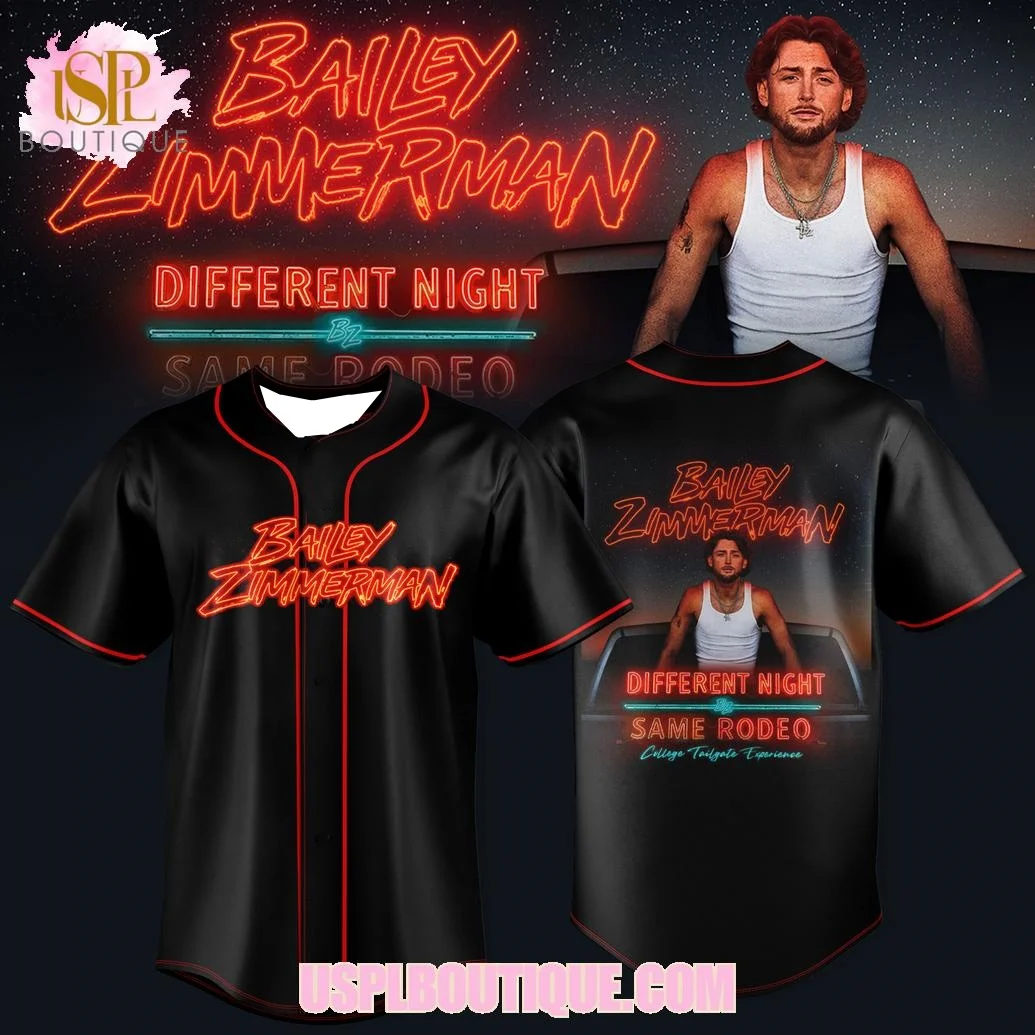 Camiseta de Béisbol de la Gira "Different Night Same Rodeo" de Bailey Zimmerman, Camisetas Y2K para Hombre, Aptas para Uso Diario y Entrenamiento