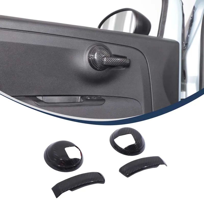 

Real Carbon Fiber Car Interior Handle Panel Decorative Cover For Fiat 500 Abarth 595 2010-2025 Interior Accessories
