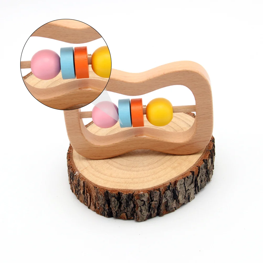 2pcs Wooden Hand Rattle Natural Wood Material Durable Chewable Baby Sensory Development Educational Plaything Safe Infant Rattle