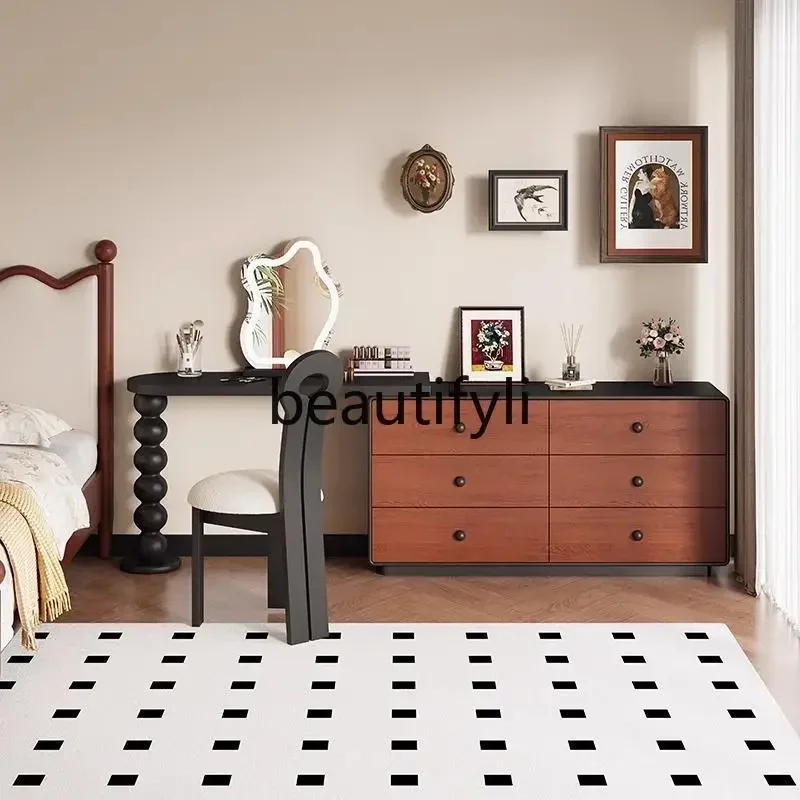 

Medieval dresser bedroom modern simple chest integrated French retro solid wood corner end of bed