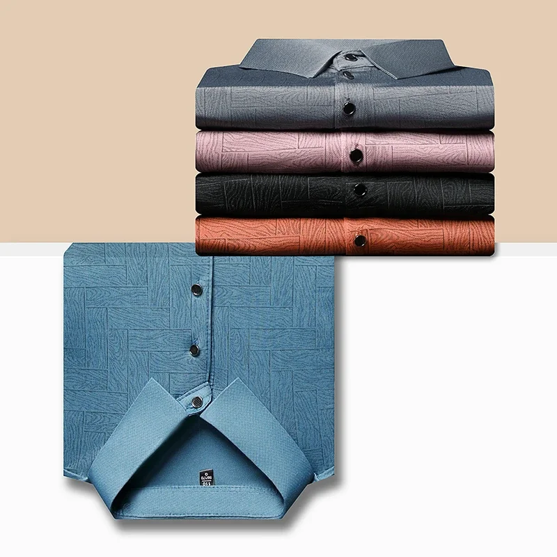 New Men\'s Business Casual Short Sleeved Shirt Solid Color Polo Shirt Fashionable Breathable Comfortable Versatile Top