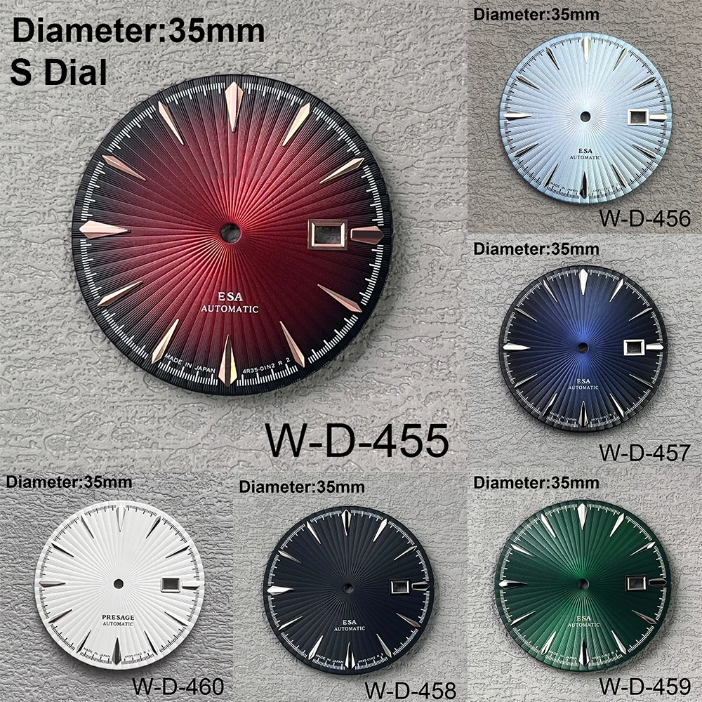 

35mm S Logo Cocktail Dial Suitable For NH35 Japanese Automatic Movement Red Gradient Watch Modification Accessories