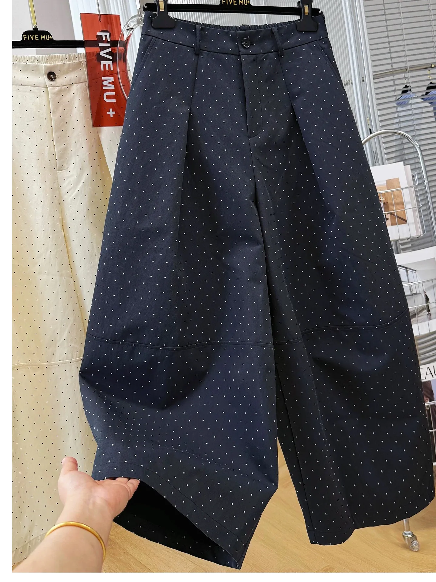 

plus Size Women's Loose Fit Polka Dot Pants High Waist Straight Leg Spring Summer Casual Comfortable Breathable