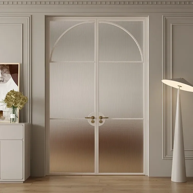 French retro old iron door glass door extremely narrow double door balcony study courtyard