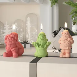 3D Santa Claus Carrying Gift Candle Silicone Mold Christmas Box Decor Gypsum Candle Resin Mould Chocolate Baking Tool Decor Gift