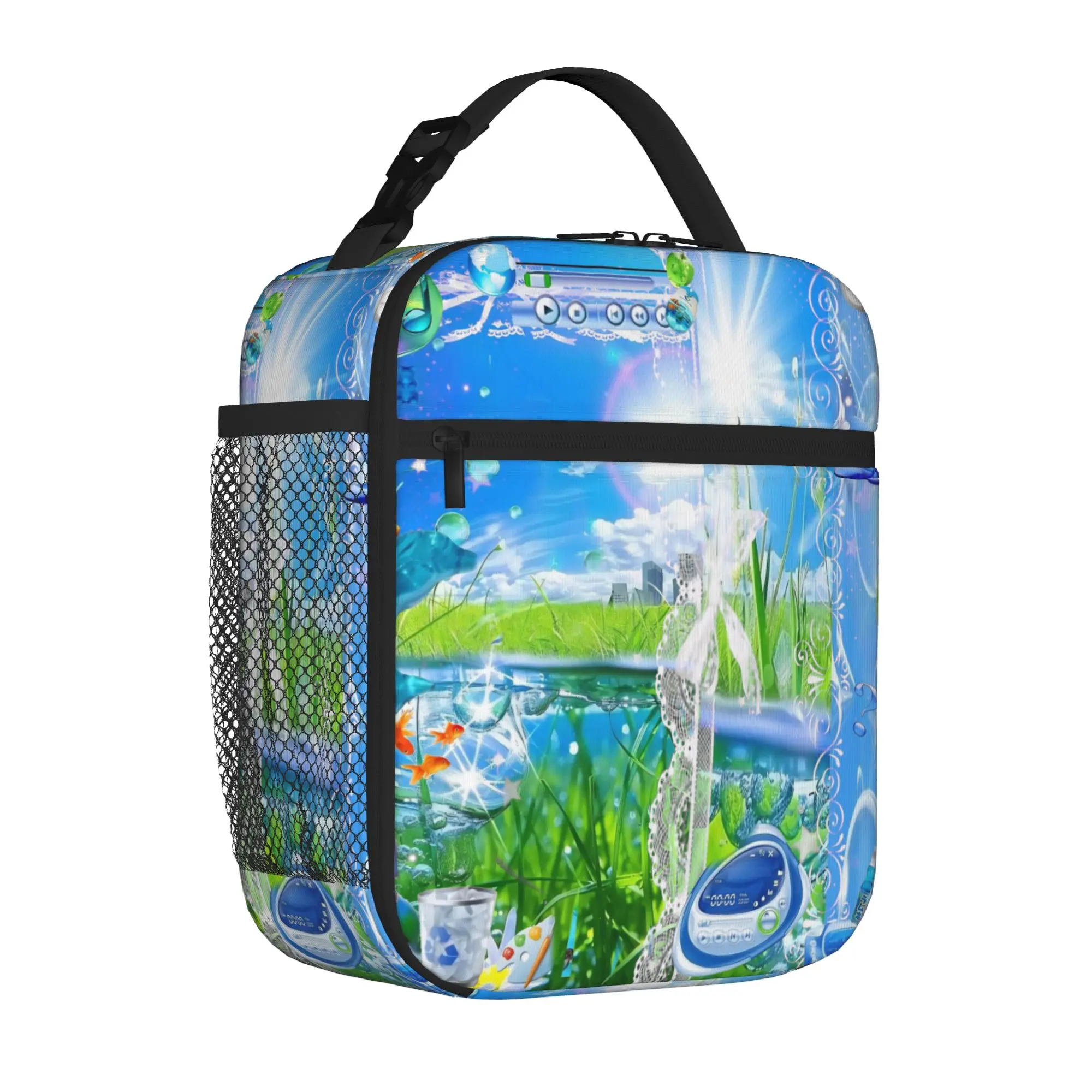 Frutiger Aero Art Vibes Scenery Handheld Thermal Cooler Bag Fashion Lightweight Insulated Lunch Bags Unique Container Box Work
