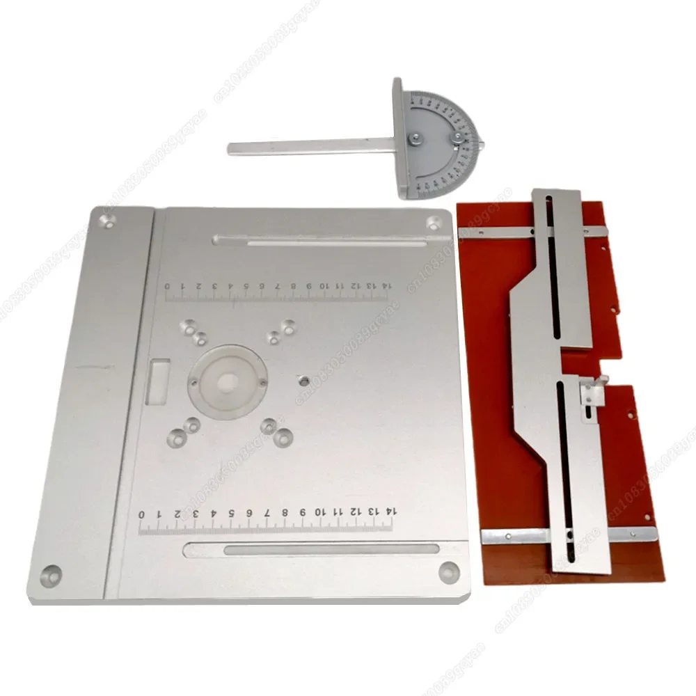 Aluminium Router Table Insert Plate Electric Wood Milling Flip Board w/ Tenon Backing and Miter Gauge Set Woodwork Tools