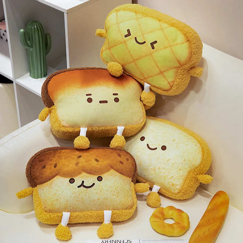 30cm Kawaii Toast Bread Plush Toys Toast Slice Stuffed Toy Cute Car Rest Pillows Car Decoration Neck Pillow For Girl
