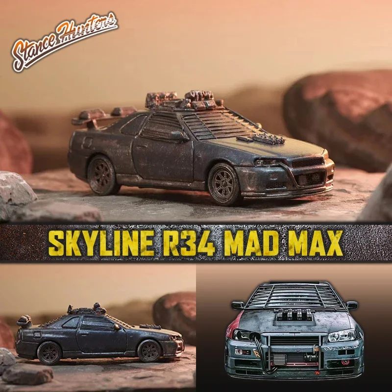 SH 1:64 Skyline GTR R34 Doomsday Wasteland Diecast Diorama Model Collection Miniature Carros Toys Stance Hunters