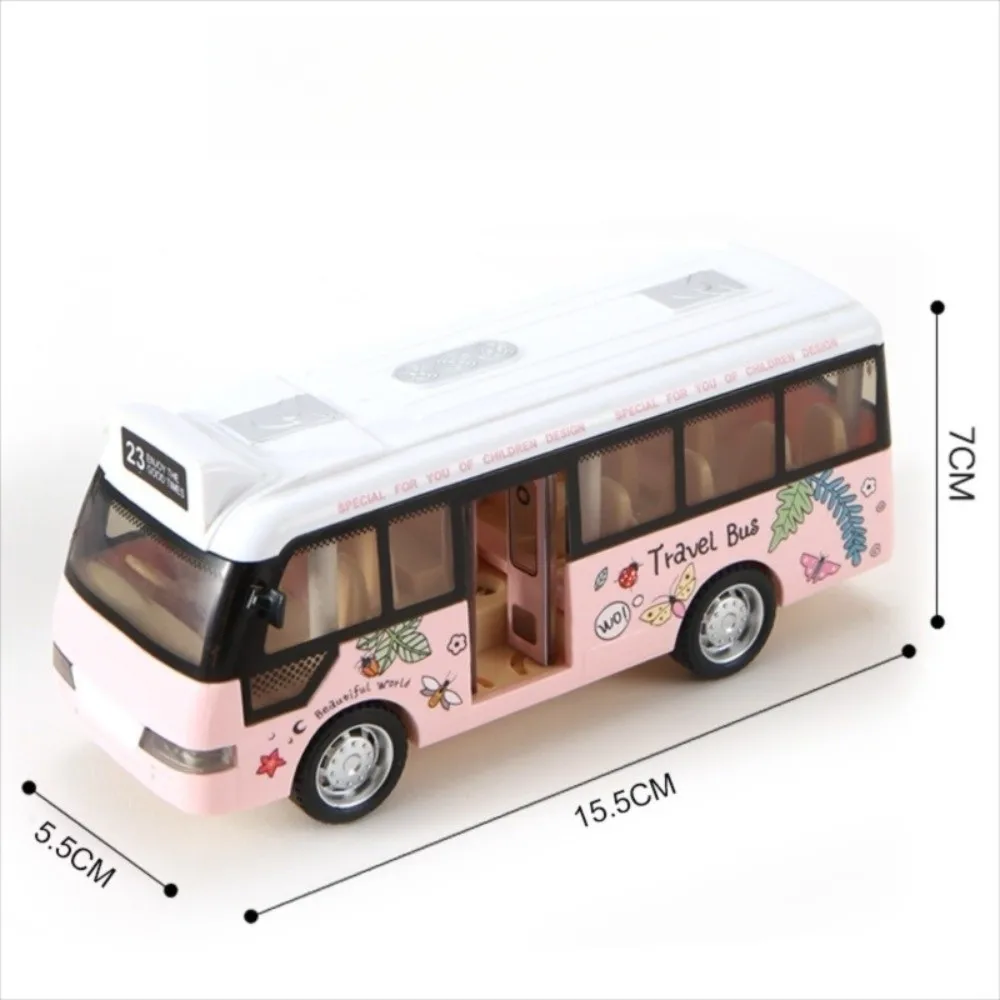 Interactive School Bus Toys Cars Plastic with Lights & Sounds City Bus Toys Cars Die Cast Open-able Doors Pull Back Play Vehicle