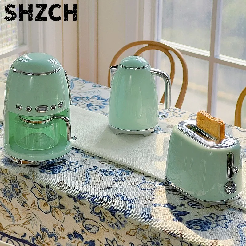 1:6 Dollhouse Kitchen Appliances Set Coffee Maker Kettle Toaster Mini Decor Props