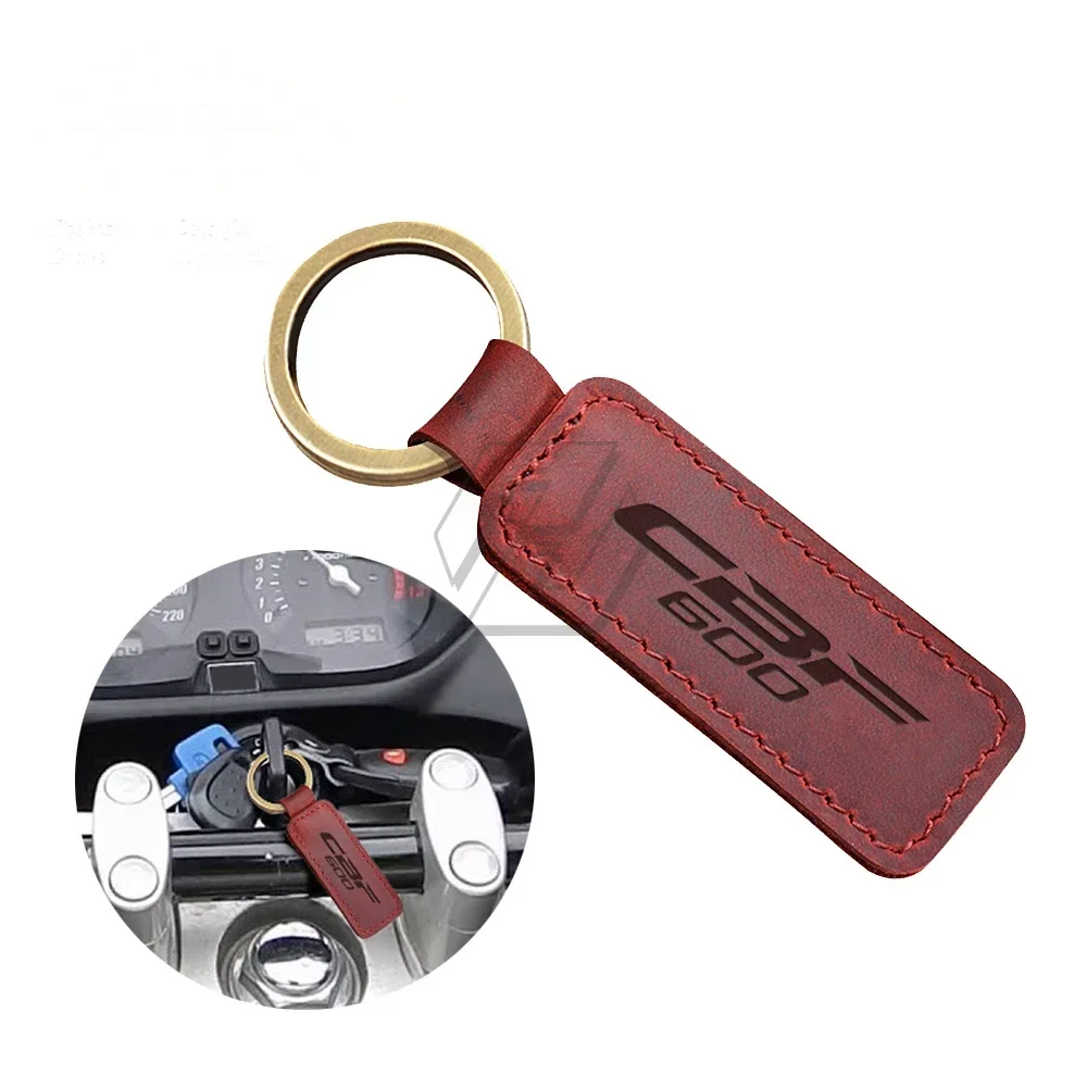 For Honda CBF600 CBF 600 Key Motorcycle Keychain Cowhide Key Ring