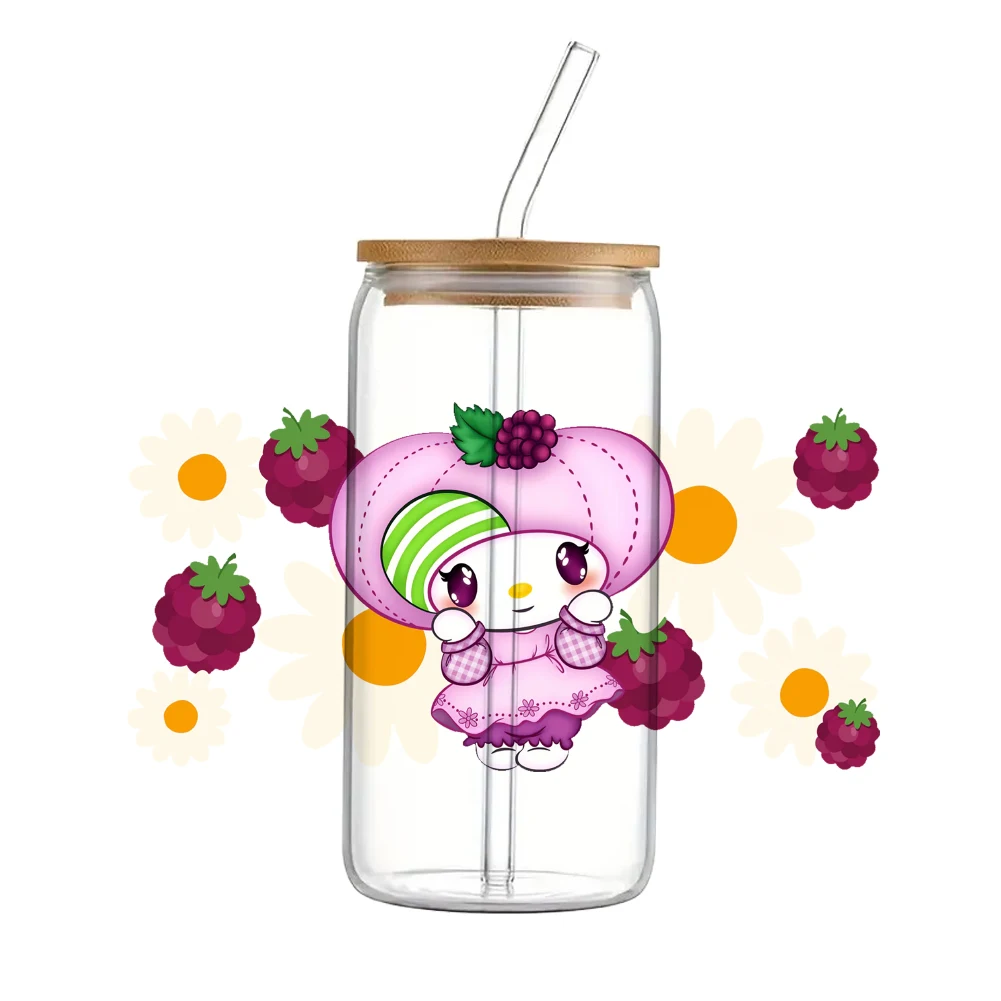 Hello Kitty Sanrio  Pink cute For Libbey 16oz Can Glass 3D Waterproof UV DTF Coffee Can Wrap Libbey Glass Wrap