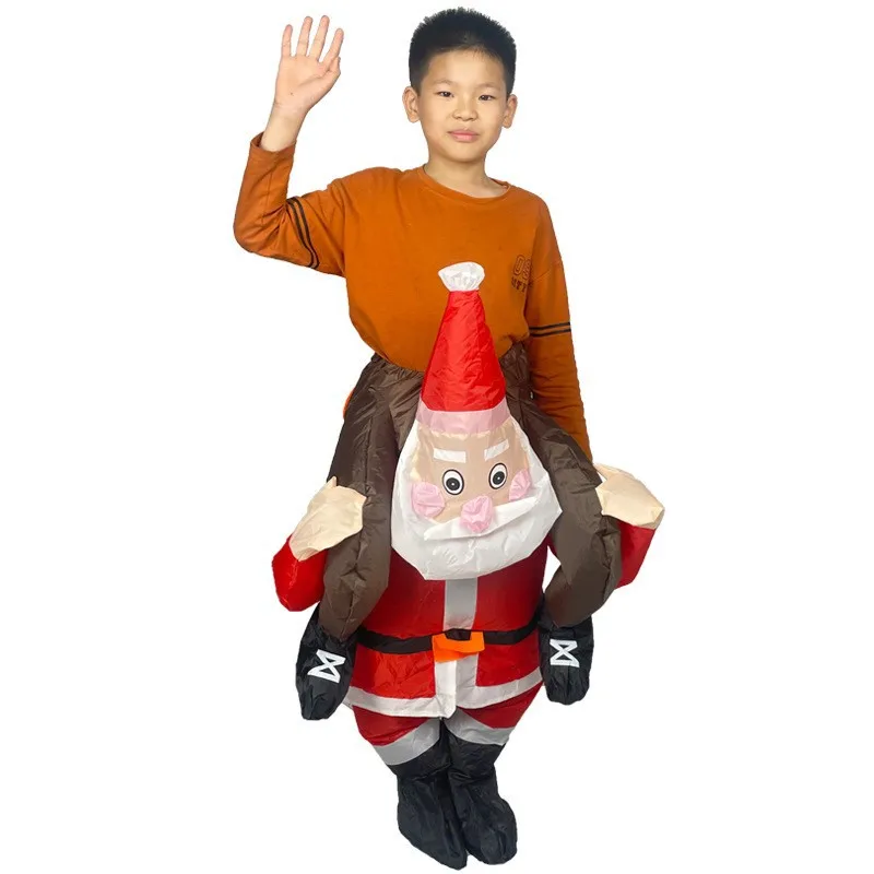 Divertido disfraz inflable de Papá Noel, accesorio de actuación para fiesta de Navidad y ciclismo