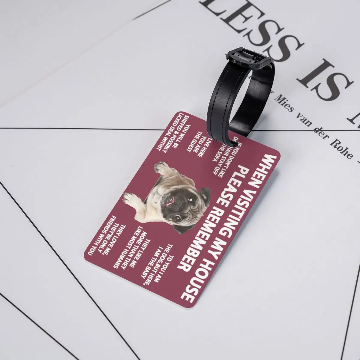 Bagagem Tags para Malas, Privacidade Cover, Nome ID Card, Lovely Pug Dog