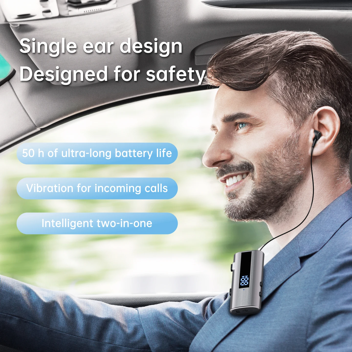 K92 بلوتوث 6.0 Lavalier سماعة رأس للأعمال دعوة 30h/الموسيقى 50h الاهتزاز تذكير LED شاشة ديجيتال مع هيئة التصنيع العسكري سماعة لاسلكية