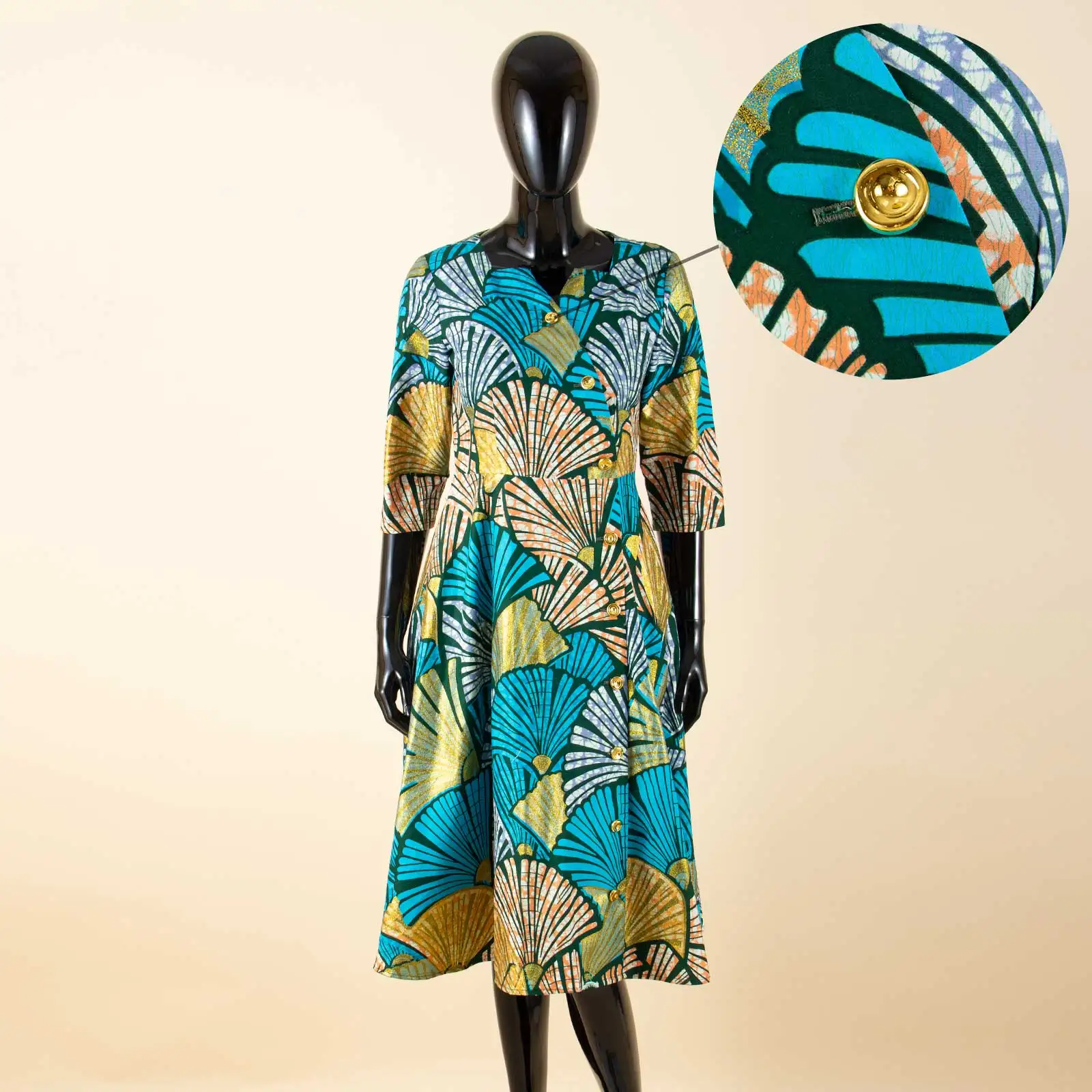 knee length dresses for ladies Erin African Print Shirt Dress