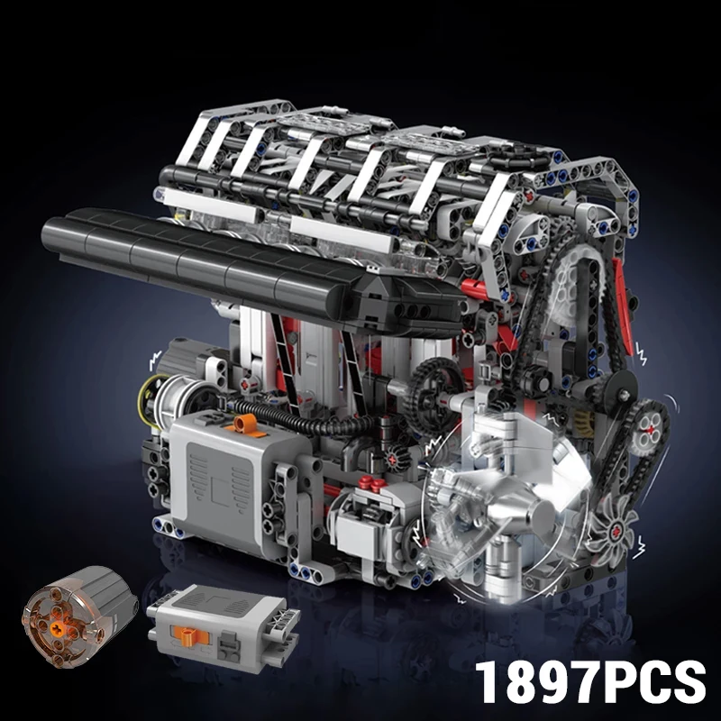 Bloques de construcción de motor de coche de gasolina L4, juguetes de simulación motorizada, ensamblaje de ladrillos, juegos de modelos, adornos para niños, regalos, 1897 Uds.