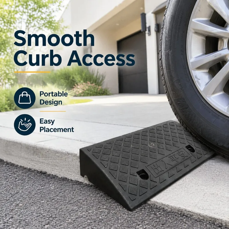 Portable Threshold Ramp Non-Slip Rubber Curb Ramp for Wheelchair Scooter Motorcycle Car Pet Access
