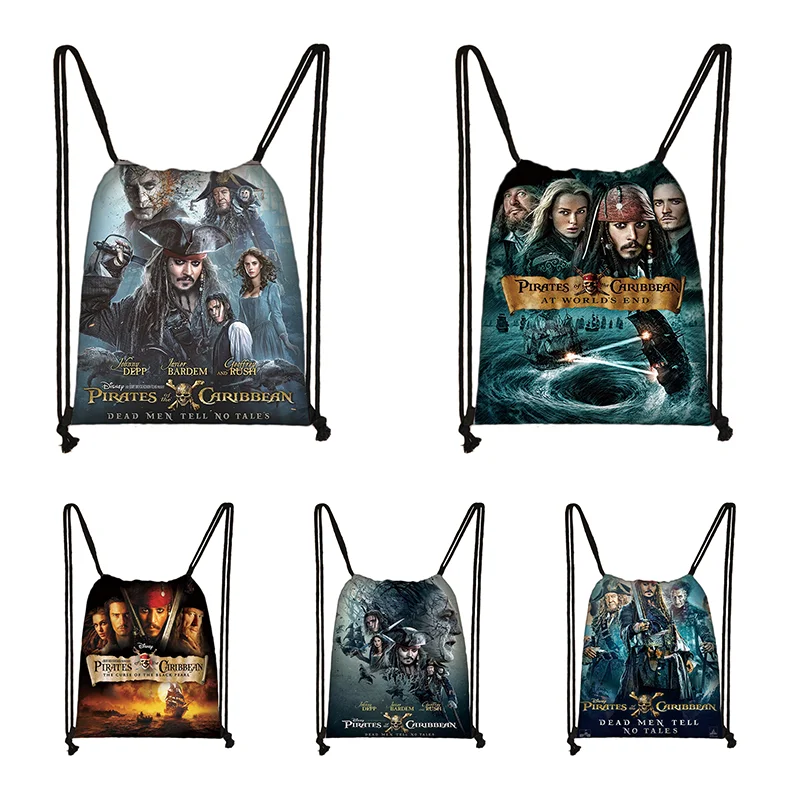 

Pirates Of The Caribbean Drawstring Boy Girl Bags Women Large Capacity Shopping Bag Teenager Backpack Portable Travel Bags