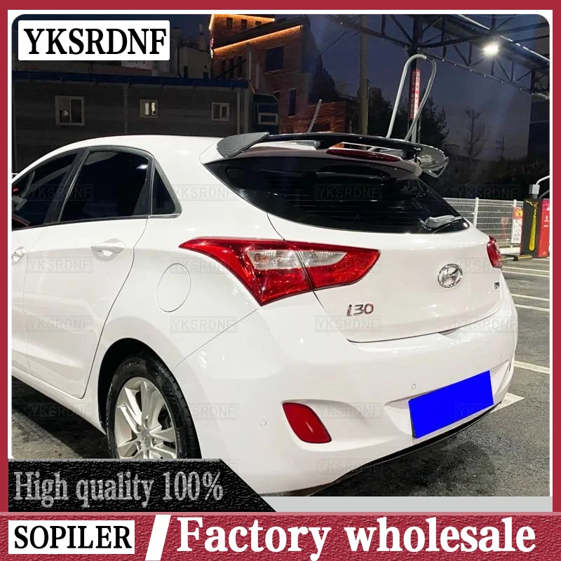 Do 2013-2016 Hyundai I30 Spoiler ABS Plastik Włókno węglowe Wygląd Hatchback SUV Dach Tylne skrzydło Zestaw karoserii Akcesoria