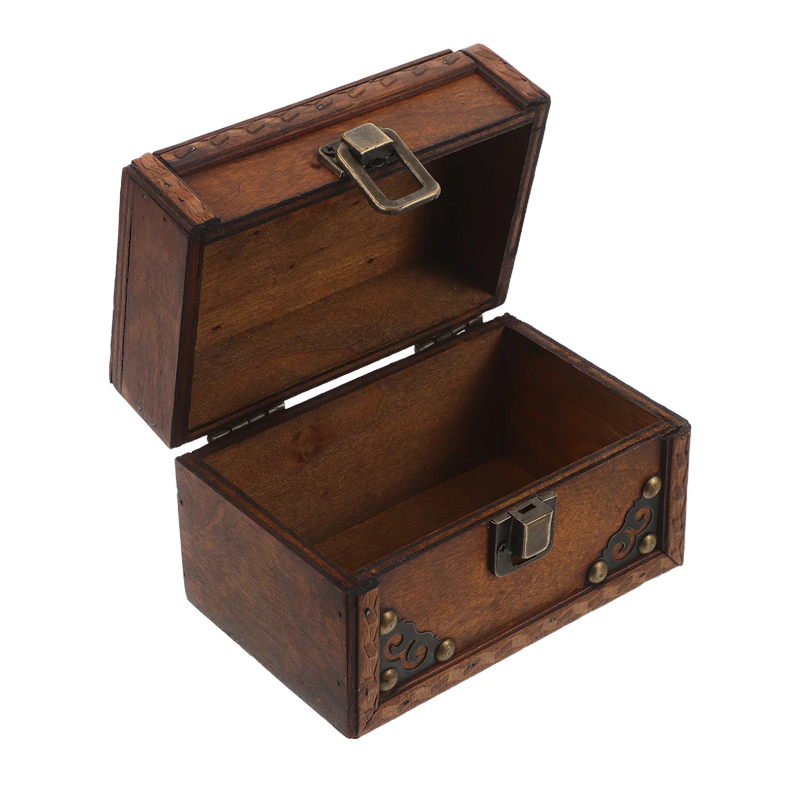 

Vintage Wood Trinket Box with Lid Retro Jewelry Storage Chest Organizer for Necklaces Rings Earrings Desktop Decorative Display
