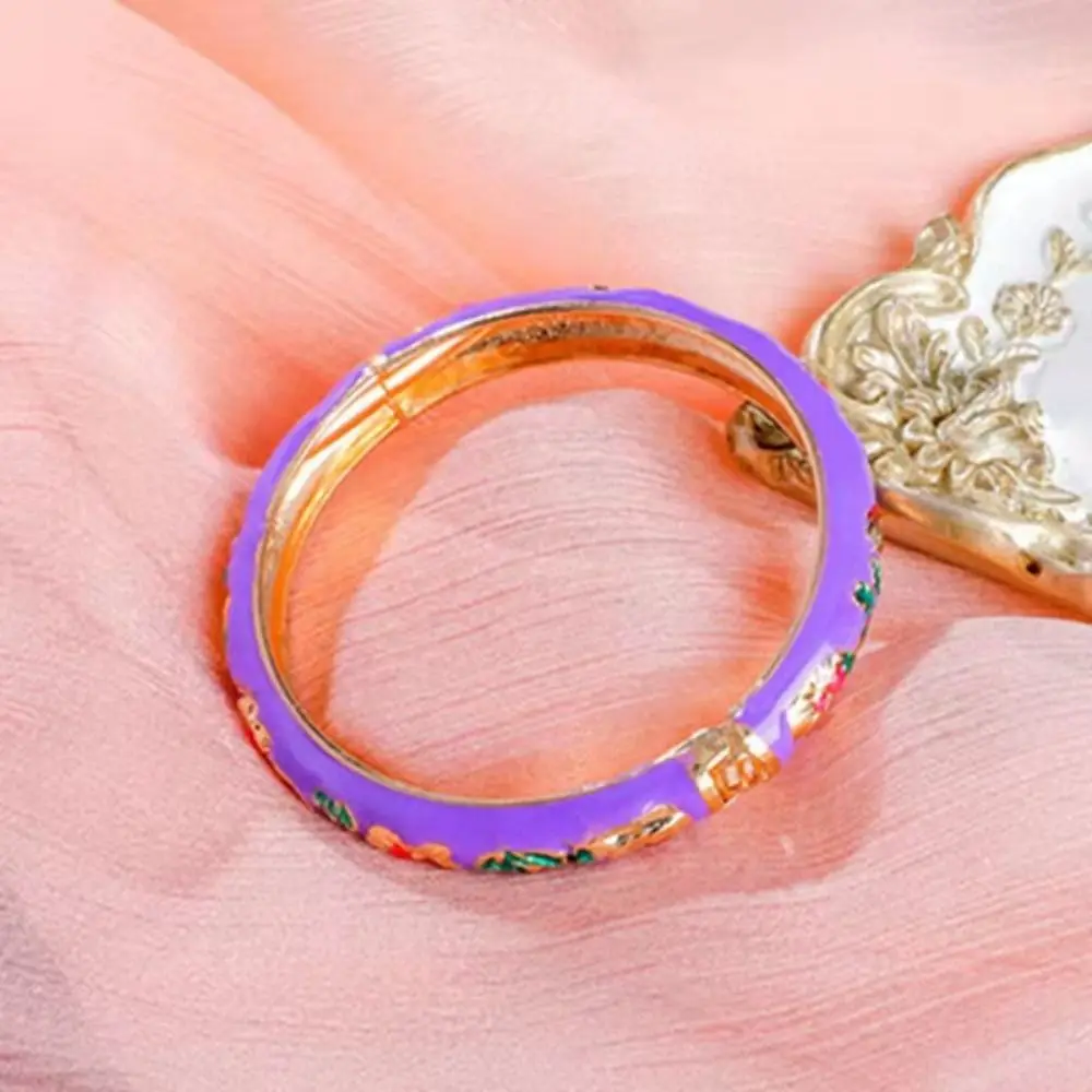 Enamel Chinese Cloisonne Bracelet Hand Bracelet Double Bangle Peony Filigree Flower Bangle Vintage Traditional
