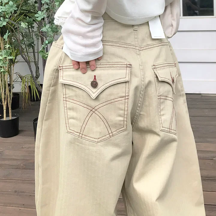 

Retro Casual Loose Wide Leg Workwear Pants k Pattern Versatile Comfortable Fit Spring Autumn Winter Women's Faion